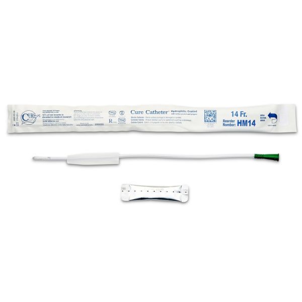 Cure Hydrophilic Catheter Male FG14 Box 30