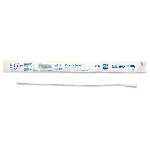 Cure Catheter Uncoated Straight Tip Male FG12 Box 30