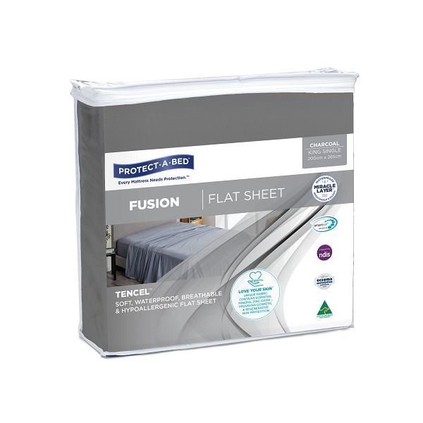 Protect-A-Bed Fusion Flat Sheet King Single Charcoal