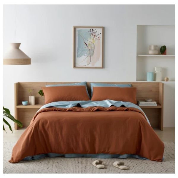 Staydry Water Resistant Quilt Cover Set Rust Double Bed