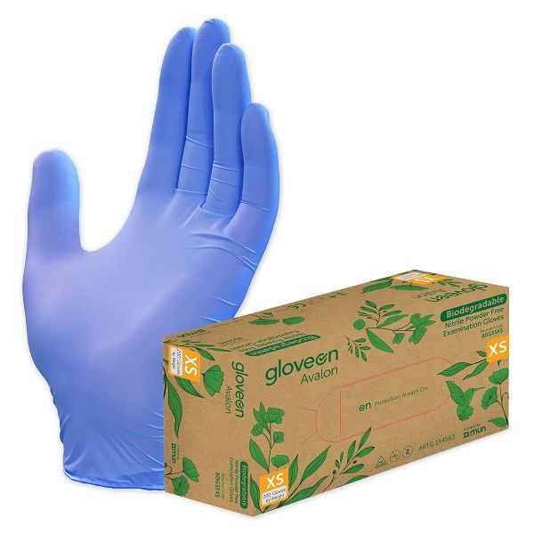 GloveOn Avalon Biodegradable Nitrile powder free Standard Cuff Extra Small Box 200