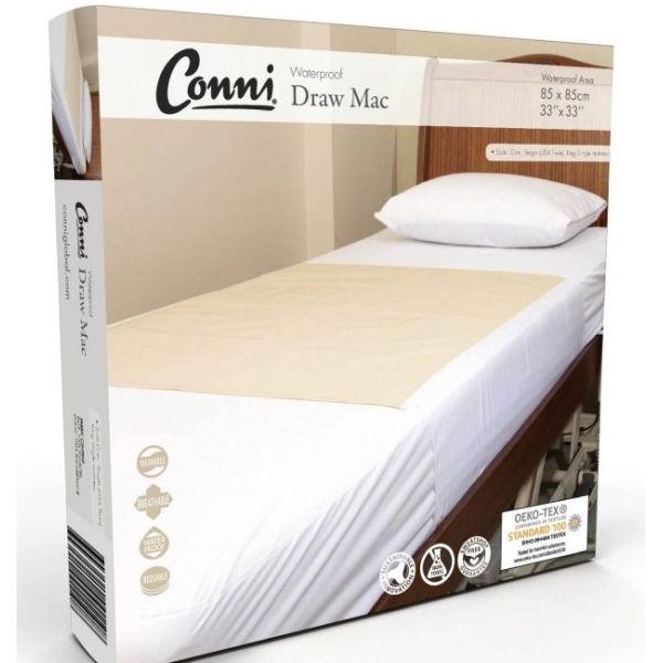Conni Waterproof Non-Absorbent Draw Mac 85x85cm With Tuckins