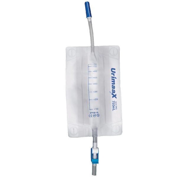 Urimaax Leg Bag Sterile 10cm Tube Flip Tap 750ml