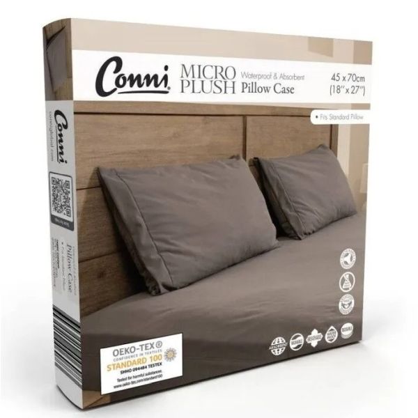 Conni Micro Plush Charcoal Pillow Protector with Zip