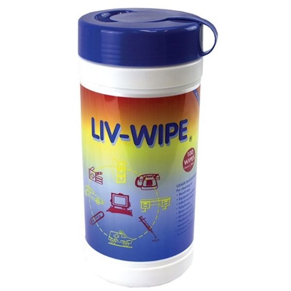 Liv-Wipe Antibacterial Alcohol Wipes 20.3 x 12.7cm Tub100