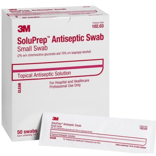 SoluPrep Antiseptic Swab 2%cgh70% IPA 1.6ml Small Box 50