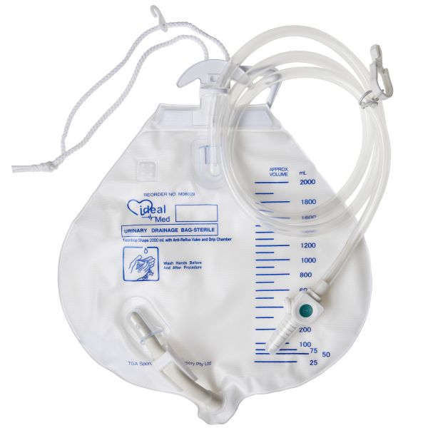 Unoquip Ideal Med Uno Drainage Bag 120cm Tube 2000ml Box 10