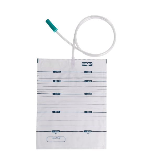 Unoquip Q2 Drainage Bag Non-Sterile 90cm Tube 2000ml Single Packed Box 50