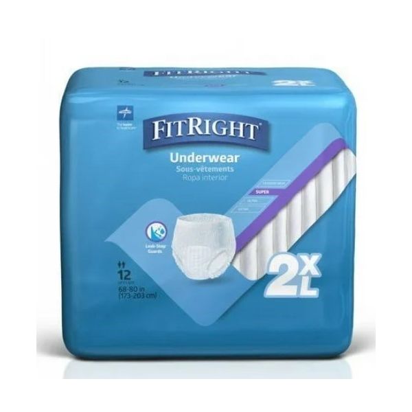 FitRight Protection Plus Super Underwear 2XL 173-203cm Pk 12