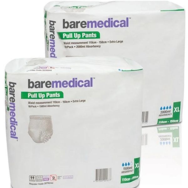Bare Medical Underwear Pull Pant Extra Large 2000ml 100-150cm Pk10