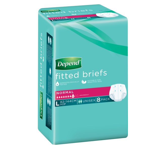 Depend Brief Normal Large 89-124cm 2600ml Packet of 8