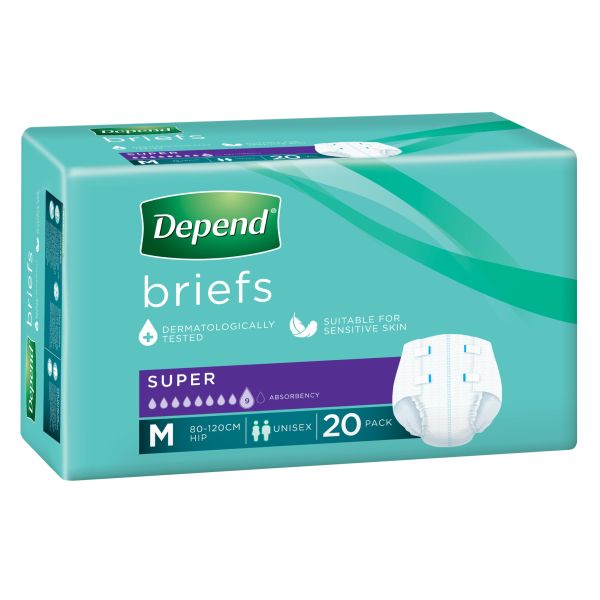 Depend Brief Super Medium 2638ml 80-120cm Pk20