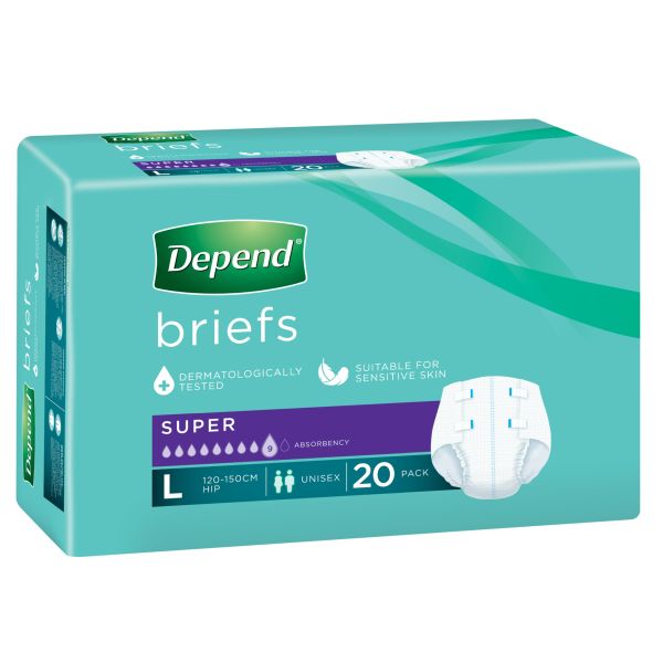 Depend Brief Super Large 120-150cm 3720ml Pack 20