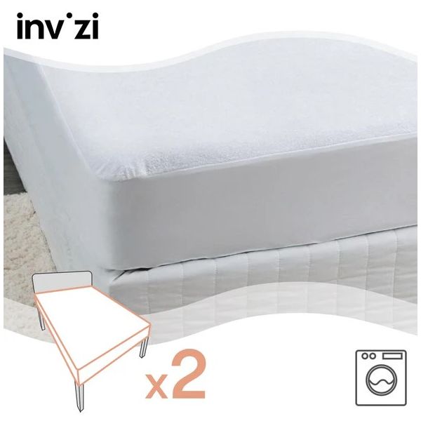 Invizi Fitted Sheet Waterproof King Single Twin Pack