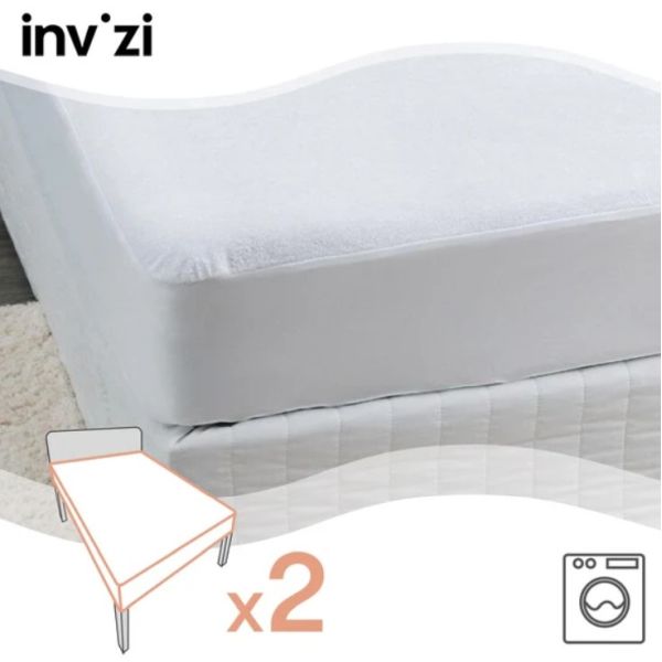 Invizi Fitted Sheet Waterproof Double Twin Pack