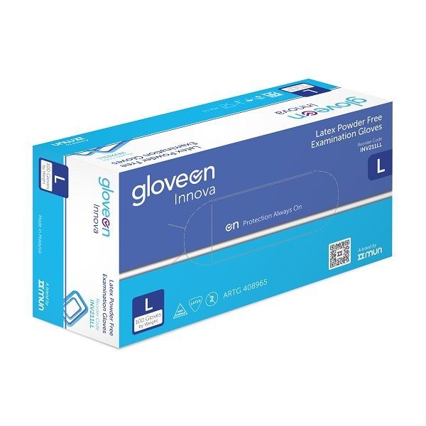 GloveOn Innova Latex Glove Powder Free Large Box 100