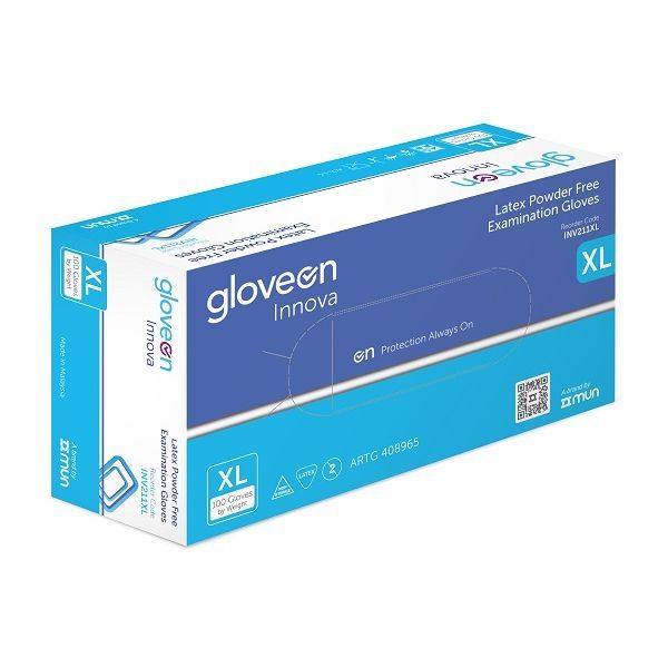 GloveOn Innova Latex Glove Powder Free Extra Large Box 100