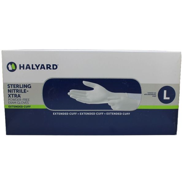 Sterling Nitrile-Extra powder free Exam Gloves External Cuff Large Box 100