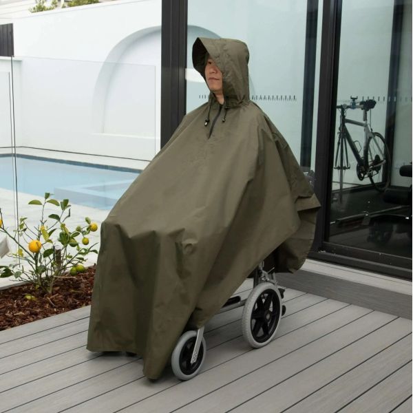 Staydry Wheelchair Poncho Khaki Green