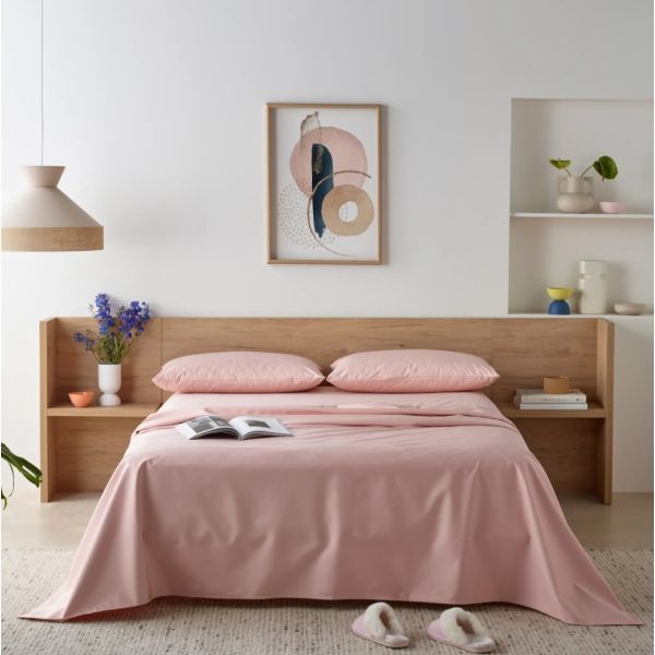 Staydry Waterproof Bamboo Fitted Sheet Blush Queen Bed