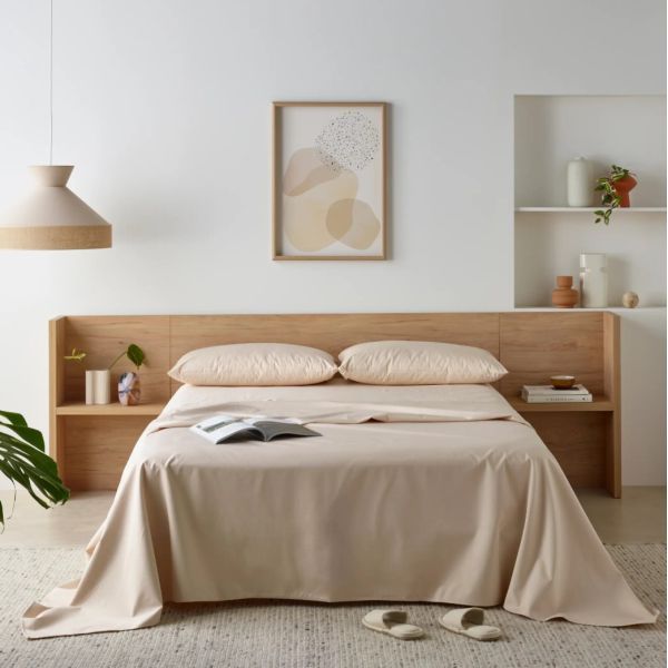 Staydry Waterproof Bamboo Fitted Sheet Sand Queen Bed