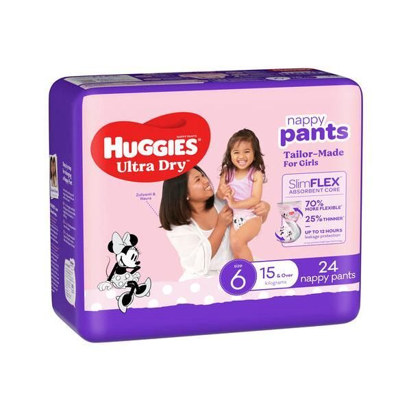 Huggies Ultra-Dry Nappy Pants Junior Girl 15Kg+ Pk24