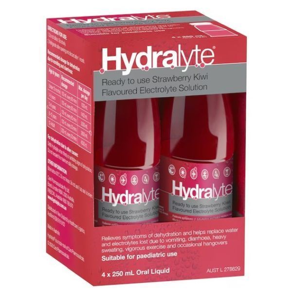 Hydralyte Strawberry And Kiwi Fruit 250ml Pack 4