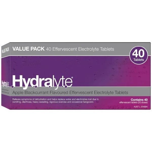 Hydralyte Effervescent Apple and Blackcurrant 40 Tabs