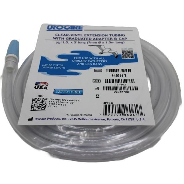 Urocare Non-Sterile Vinyl Extension Drain Bottle Tube 1.5m 7mm