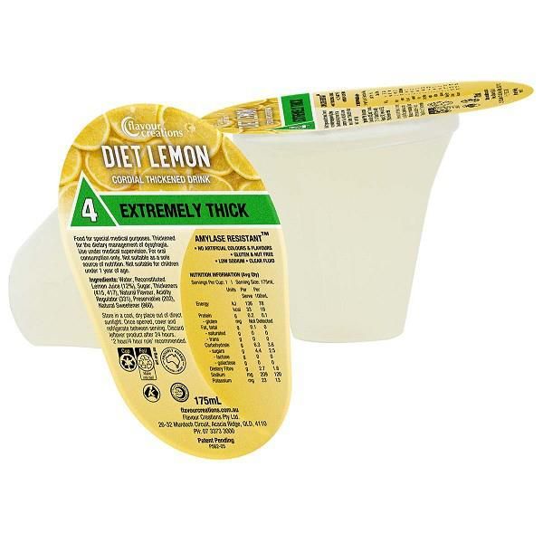 Flavour Creations Diet Lemon Cordial Drink 175mL Level 4 Extremely Thick