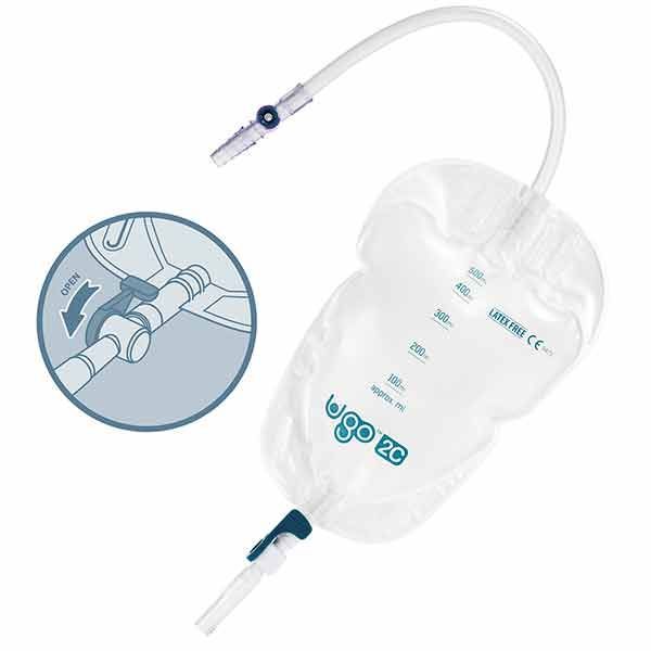 Ugo Community Leg Bag long-tube Lever Tap 500ml Box 10