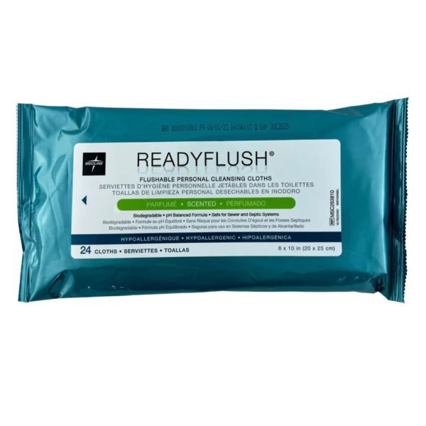 ReadyFlush 25x20cm Flushable Wipes Scented Pk24