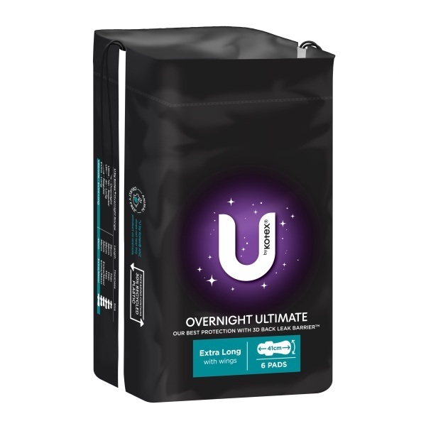 U By Kotex Maxi Ultimate Pads Overnight With Wings Pack 6