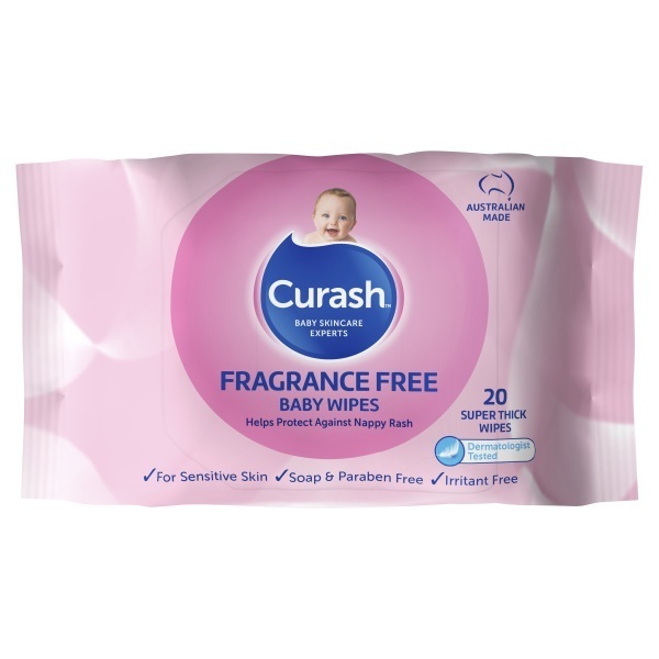 Curash Fragrance Free Wipes Pack 20