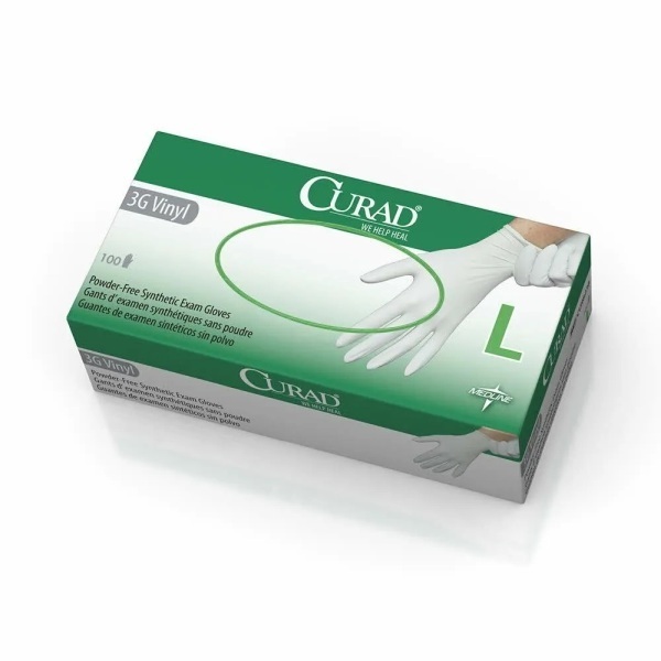 Curad 3G PF Vinyl Gloves L Box 100