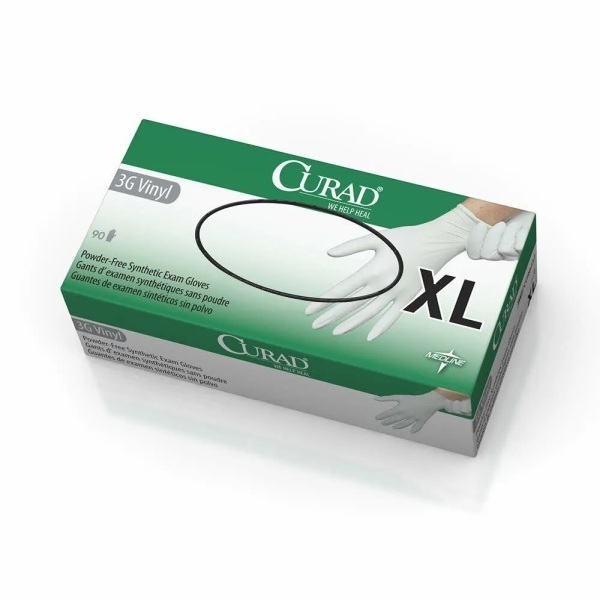 Curad 3G PF Vinyl Gloves Extra Large Box 90