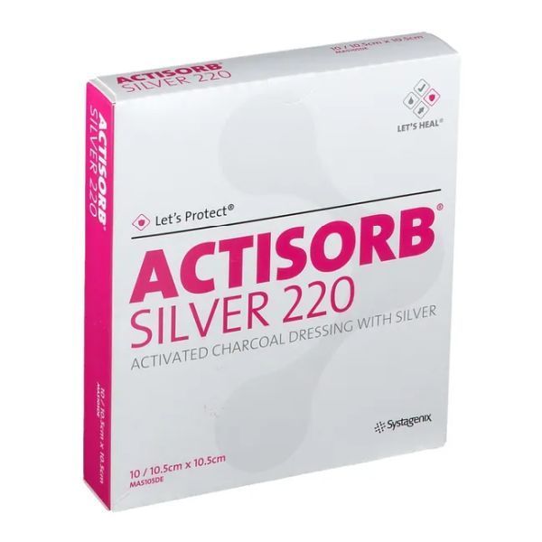 Actisorb+25 Silver Charcoal Dressing 10.5x10.5cm