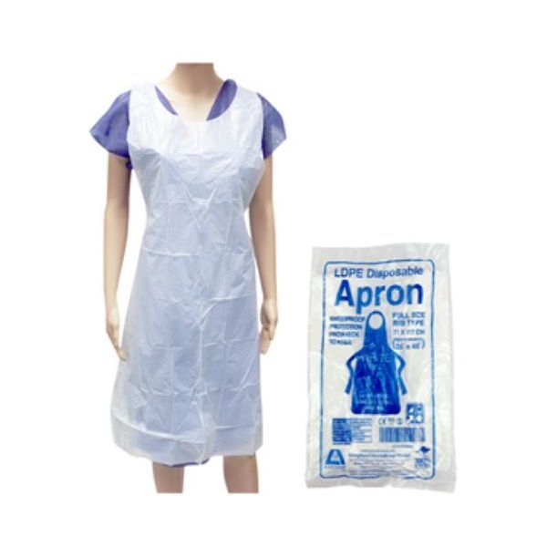 Livingstone Apron White Plastic Single Use Recyclable Bib Type 71x117cm Pack 100