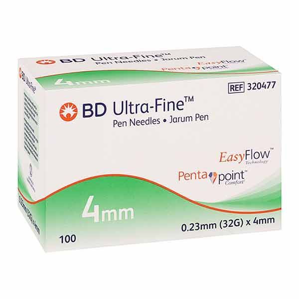 BD Ultra-Fine 4mm Pen needles 32G Box 100