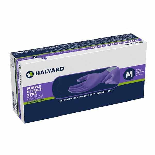 Halyard Purple Chemotherapy Nitrile-Extra Exam Gloves Medium Box 50