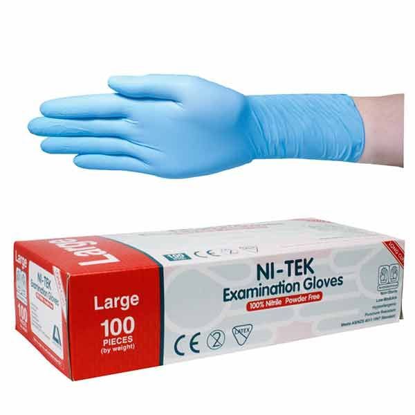 Ni-Tek(Nitrile) Glove powder free Long Cuff Large Pk100