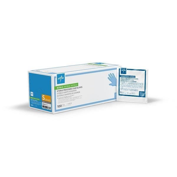 Medline Procedure Exam Gloves PF Sterile Nitrile Small Size 6.0-6.5 Pr