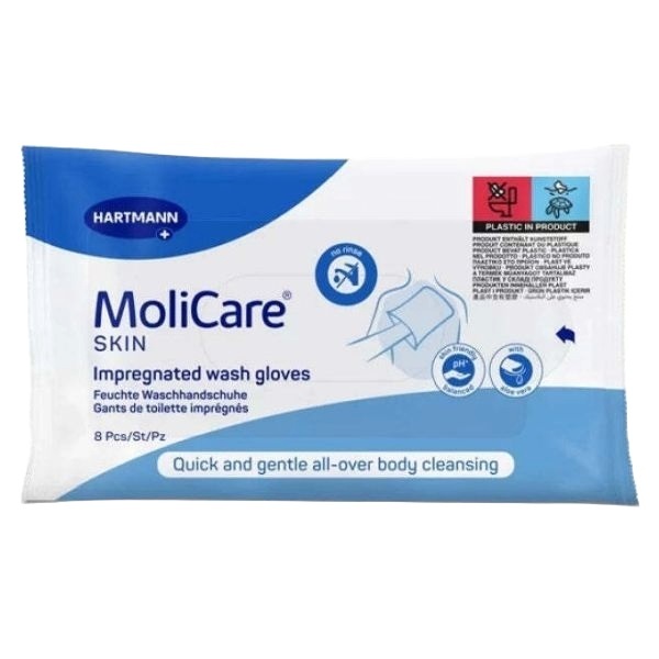 Molicare Skin Impregnated Wash Gloves Pk8