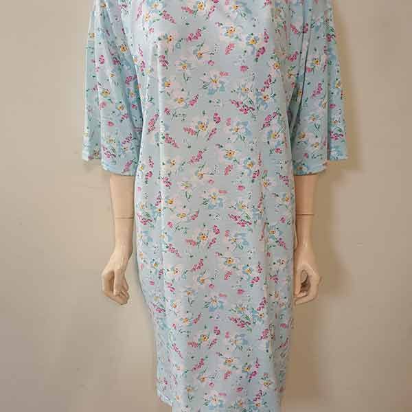 Petal Back Nightie short sleeve Aqua/Pink Floral S