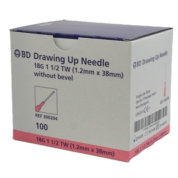 BD Drawing Up Needle 18G 1.2x38mm Box 100 - Image 2