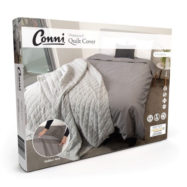 Conni Quilt Cover - Queen Charcoal