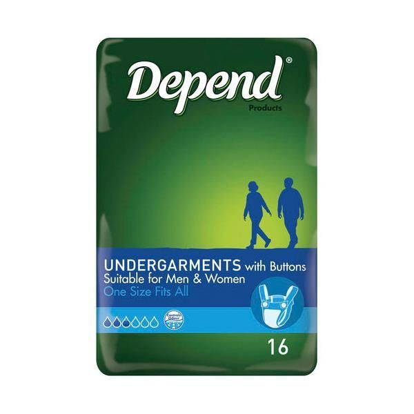 Depend Undergarment With Buttons White 773ml 16s