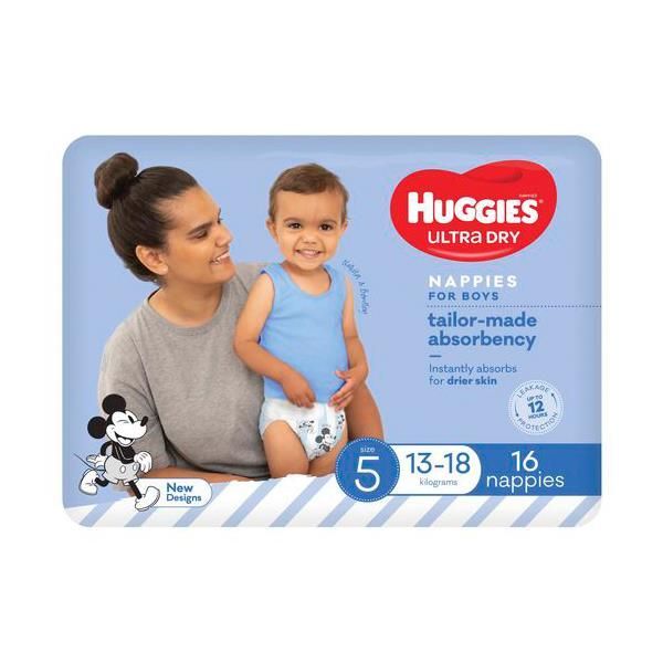 Huggies Nappy Ultra Dry Size 5 Walker Boys 13-18kg Pk16