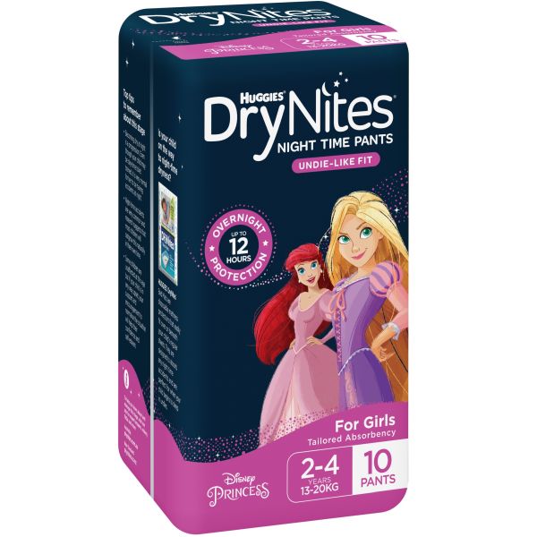 Huggies Drynites Pyjama Pants Girl 2-4Yr 13-20kg Pk10