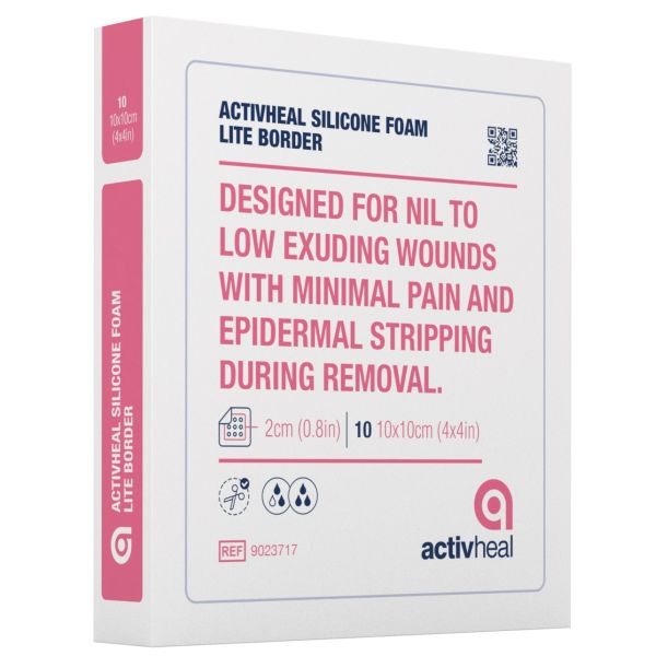 ActivHeal Foam Lite Silicone Adhesive Border 15x15cm